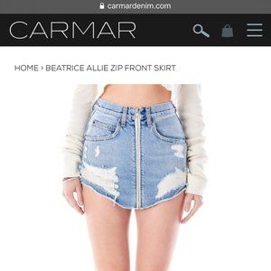 CARMAR Zip Front Denim Skirt